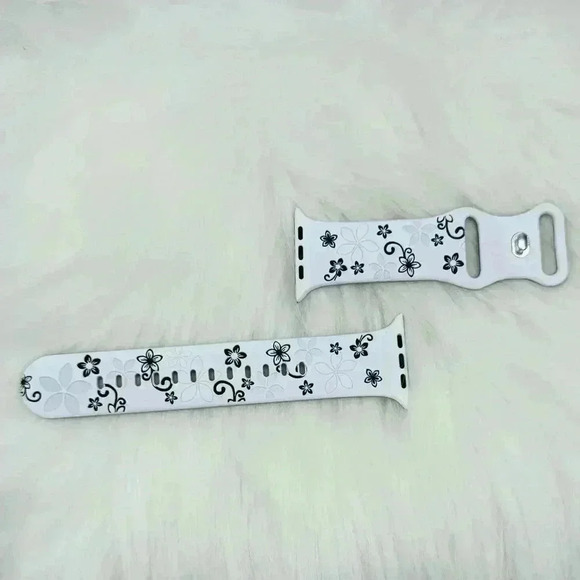 New Floral   Design Apple Watch Bands  42mm 44mm 45mm 49mm Black and White - Picture 3 of 7